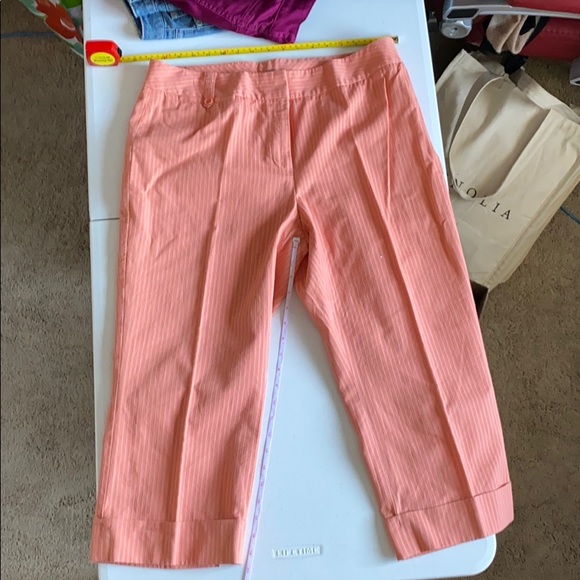 Ann Taylor Pants - Ann Taylor striped orange capris size 14.